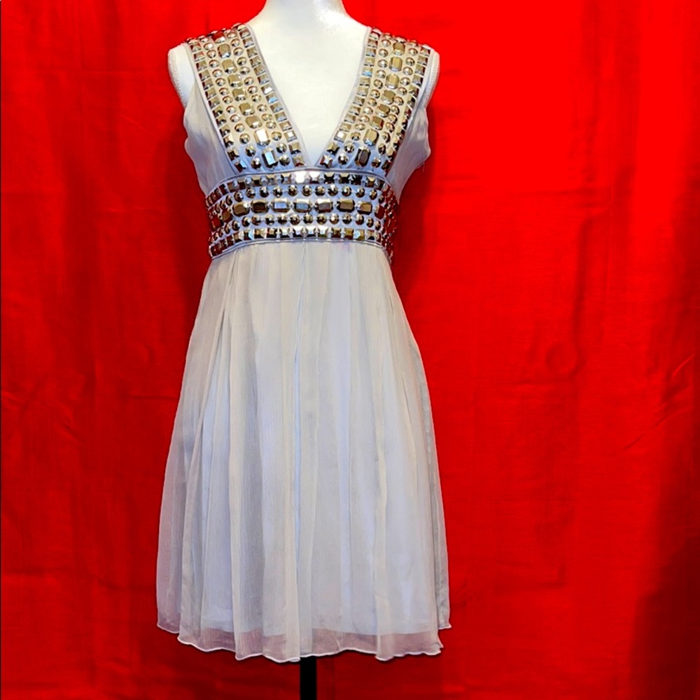 100% pure silk gemstone grey dress